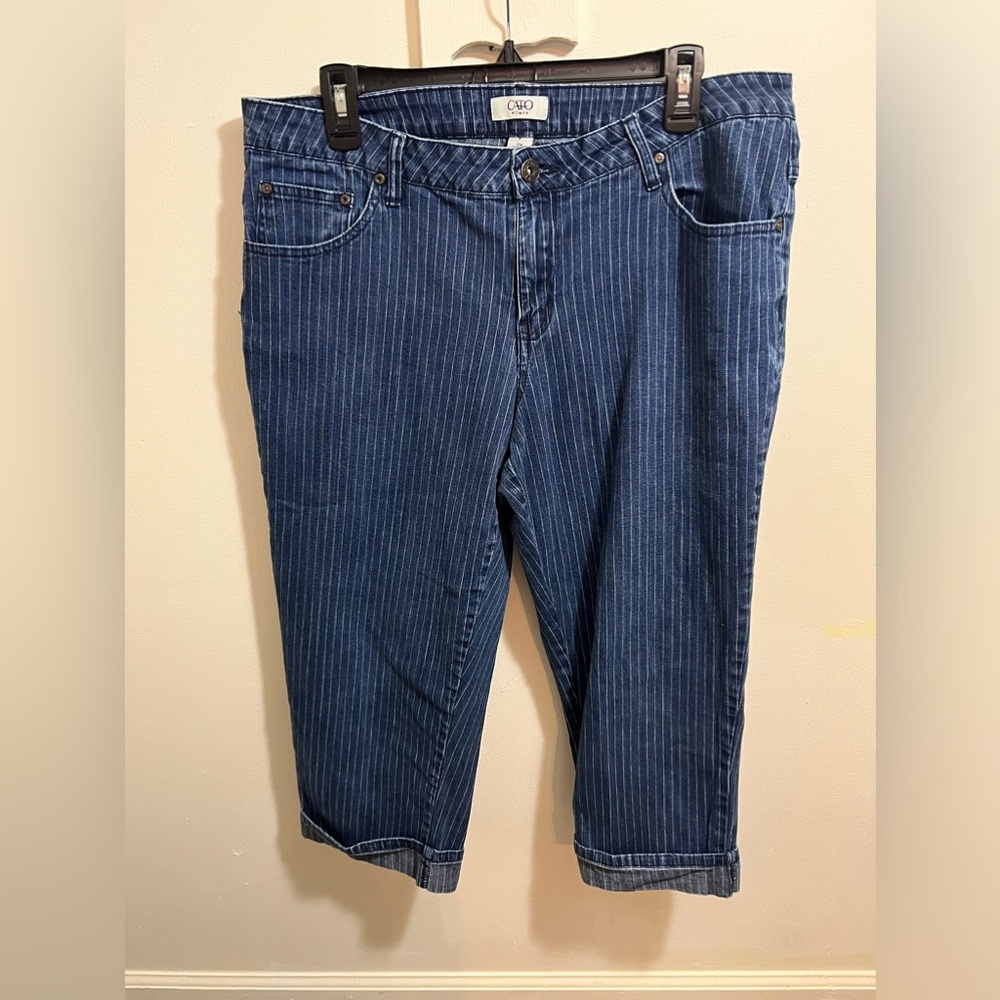 Cato Blue Pinstripe Capri Pants